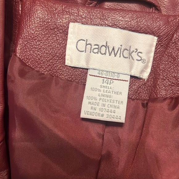 Chadwick’s Red 100% Genuine Leather Plus Size Jacket, Sz. 14P. - Picture 11 of 15